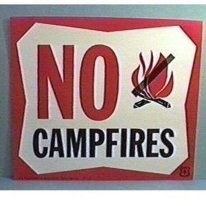 Vintage 1969 Colorful Old Forest Service Sign NO CAMPFIRES NOS